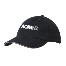 6 Panel Brushed Heavy Cotton Cap with Coloured Sandwich Trim Caps from Challenge Marketing NZ